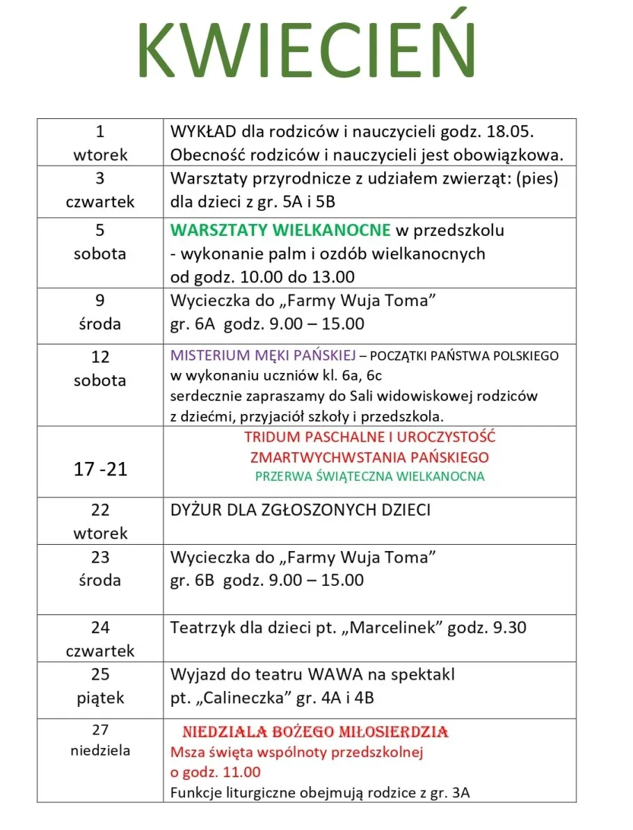 Kalendarium październik 2024